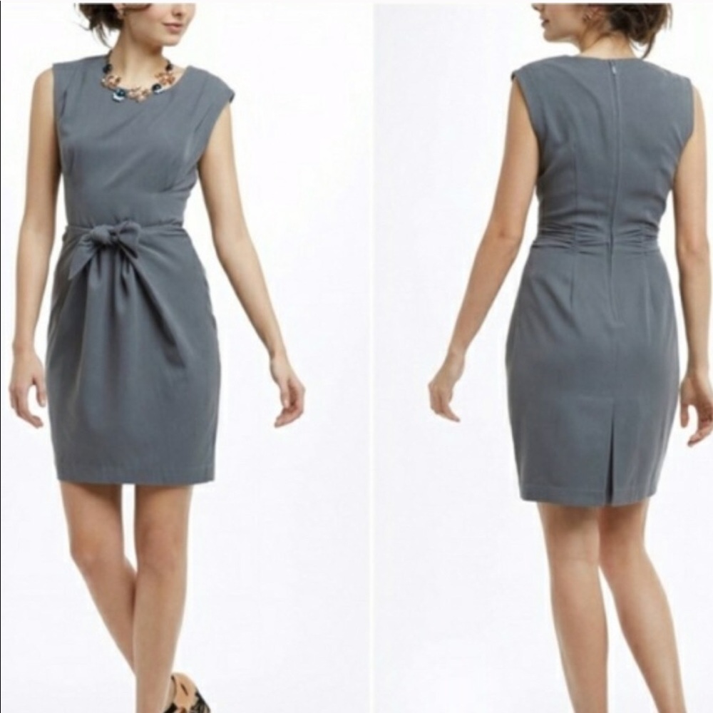 💕SALE💕 Anthropologie HD in Paris Gray Silk Dress - Picture 2 of 8